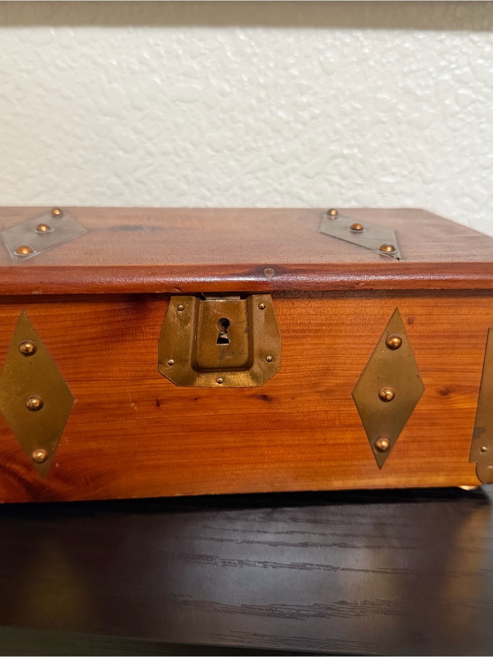 1925 Sturdi Mini Cedar Chest, Jewelry Box, Trinket Box with Brass Accents
